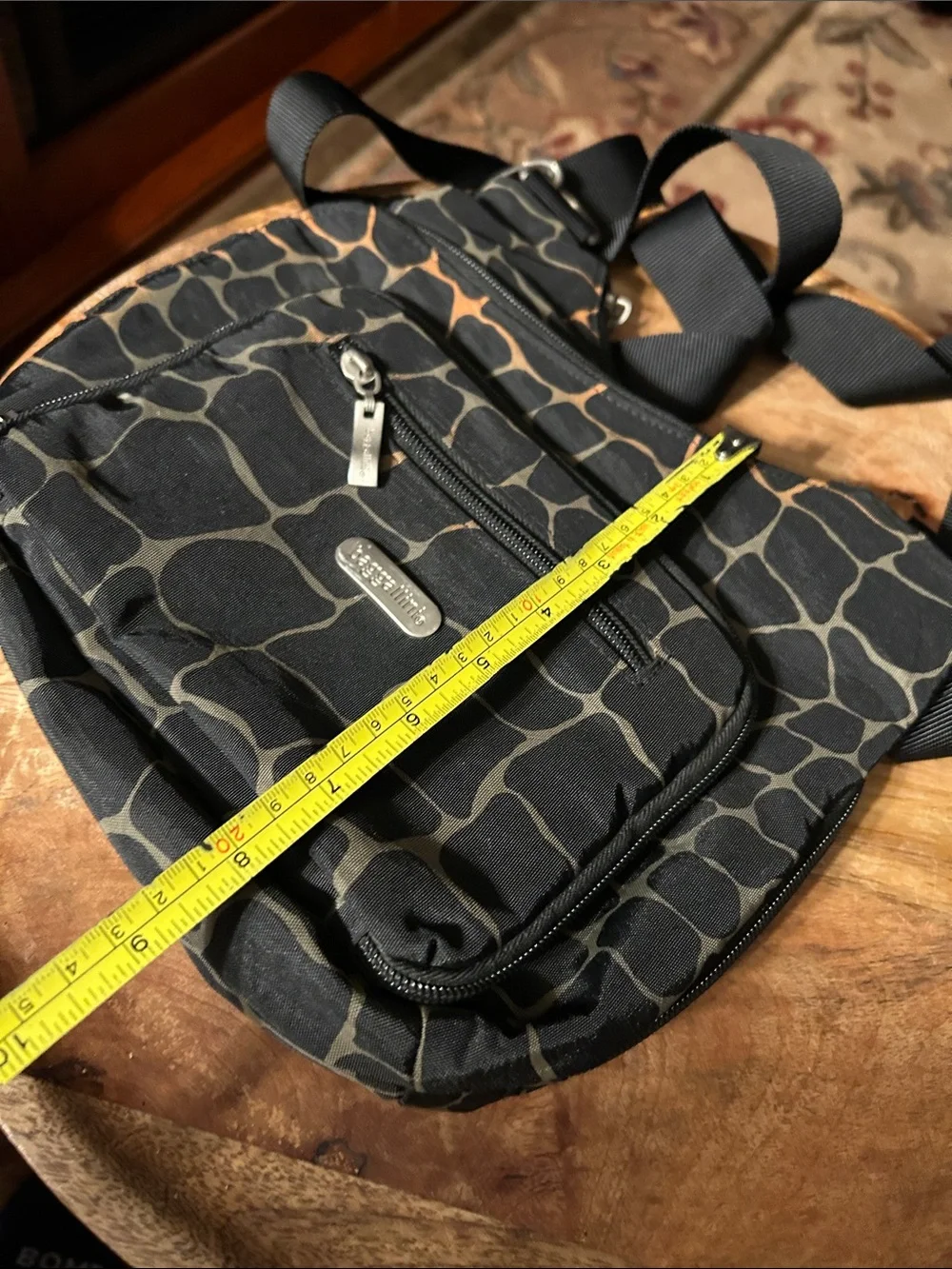 Baggallini Black and Taupe Patterned Crossbody Messenger